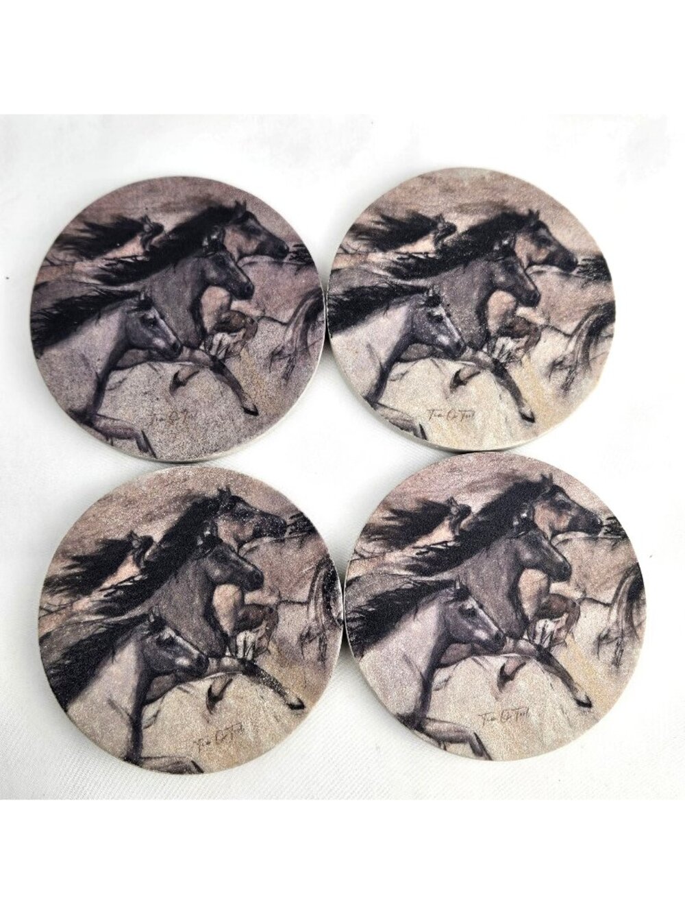 Thirstystone Sandstone Coasters Horses In Motion Horse Rustic Western USA